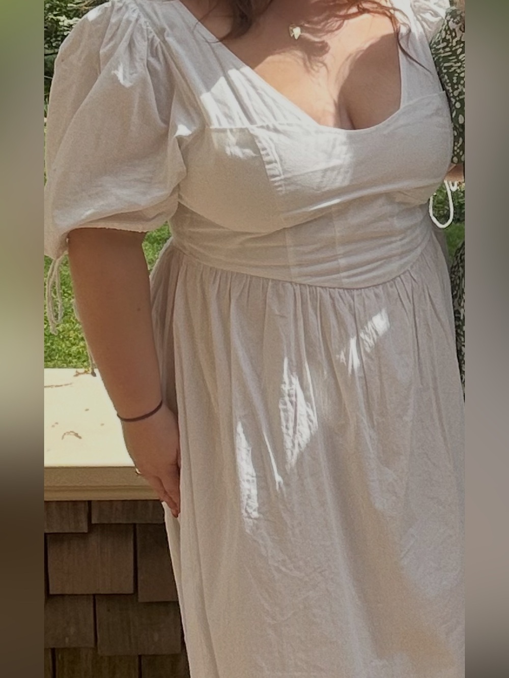 For Love & Lemons White V‑Neck Puff Sleeve Midi Dress - Picture 10 of 11